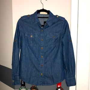Tory Burch. Chambray button up. Size 4.
